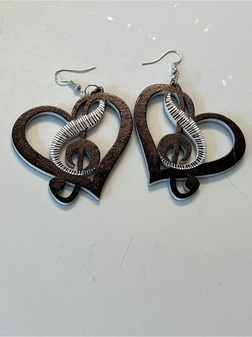 Treble Clef Piano Music Lover Wooden Earrings